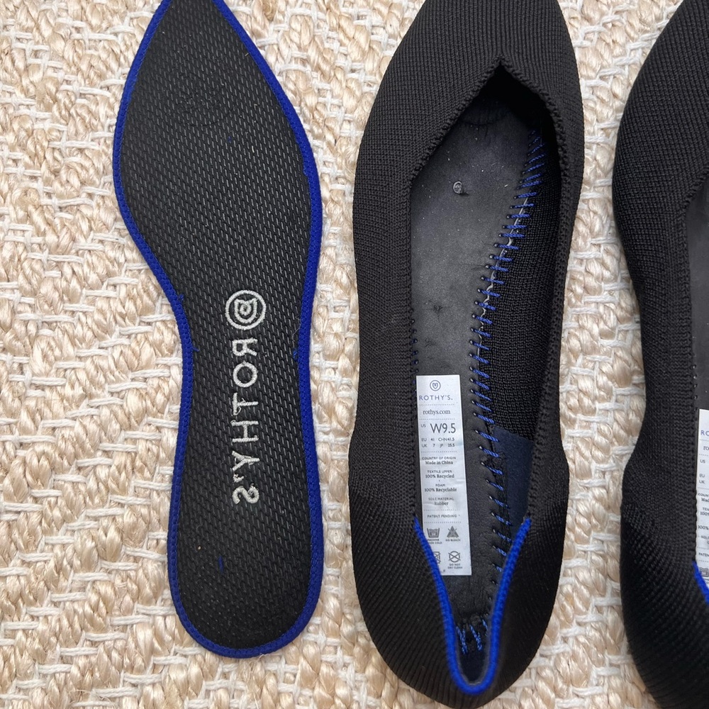 Rothy's | The Point "Black Solid" Flat | Size 9.5 - image 7